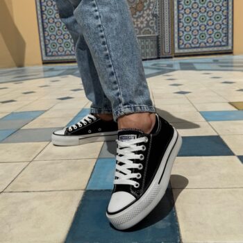 convese negro plataforma